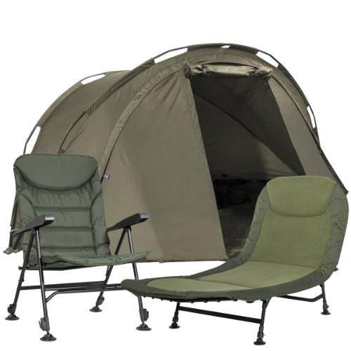 Dellonda DL143 Two-Person Bivvy Tent, Reclining Chair & Bedchair Set