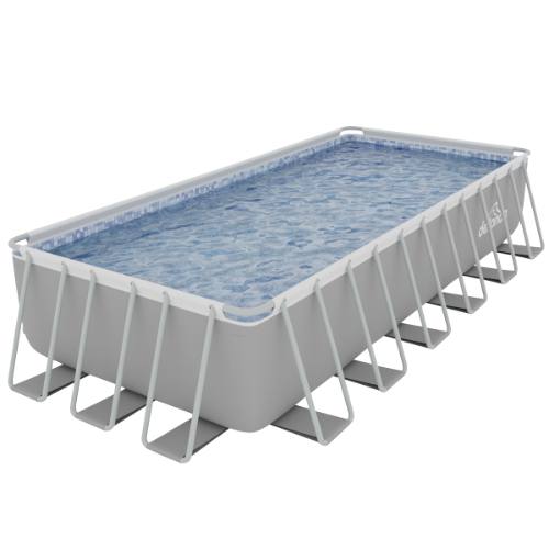 Dellonda DL151 Deluxe Steel Frame Rectangular Swimming Pool with Step Ladder & Filter Pump 25ft