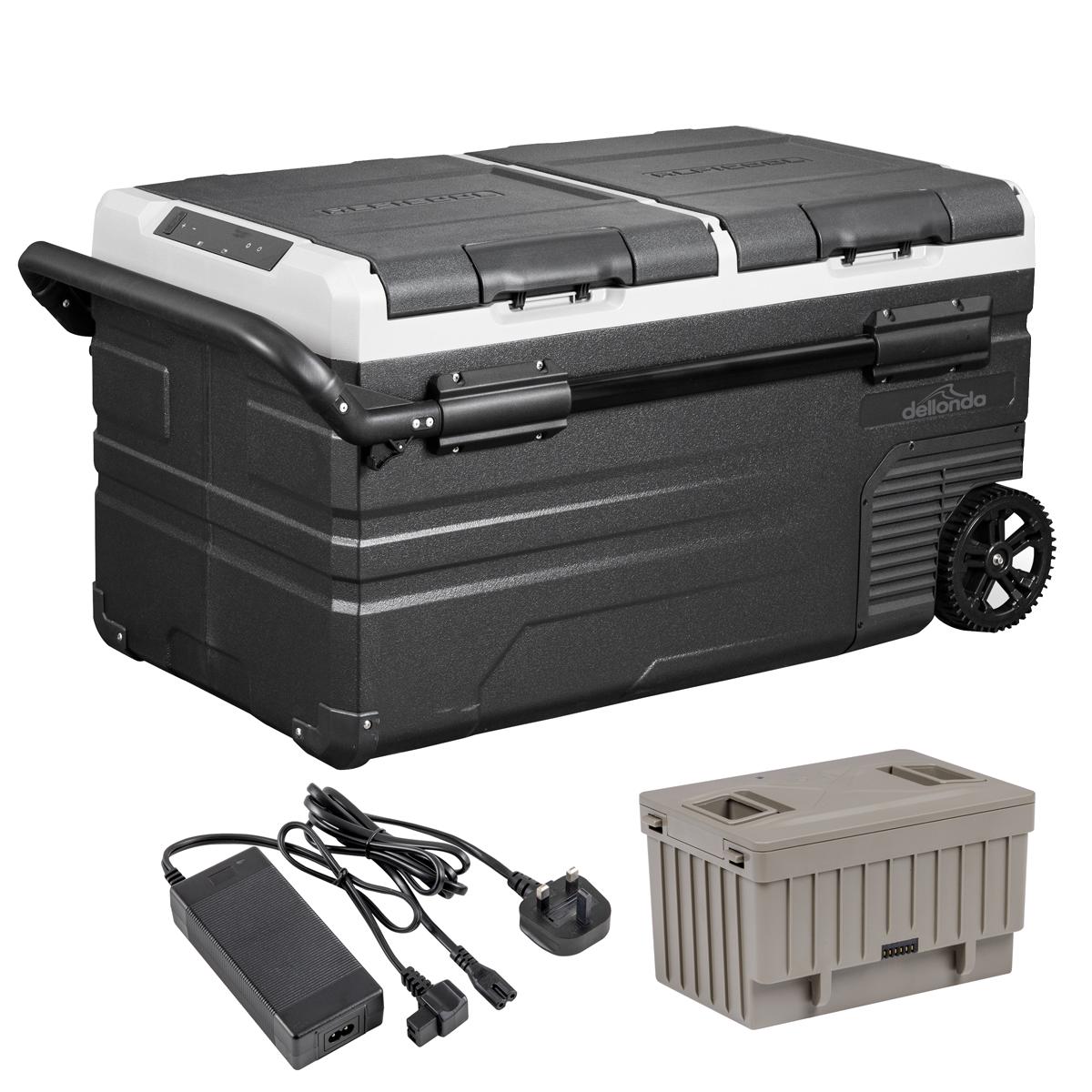 Dellonda DL172 Portable Fridge Freezer/Cool Box 75L with 11.1V Portable Battery & AC/DC 230V Adaptor