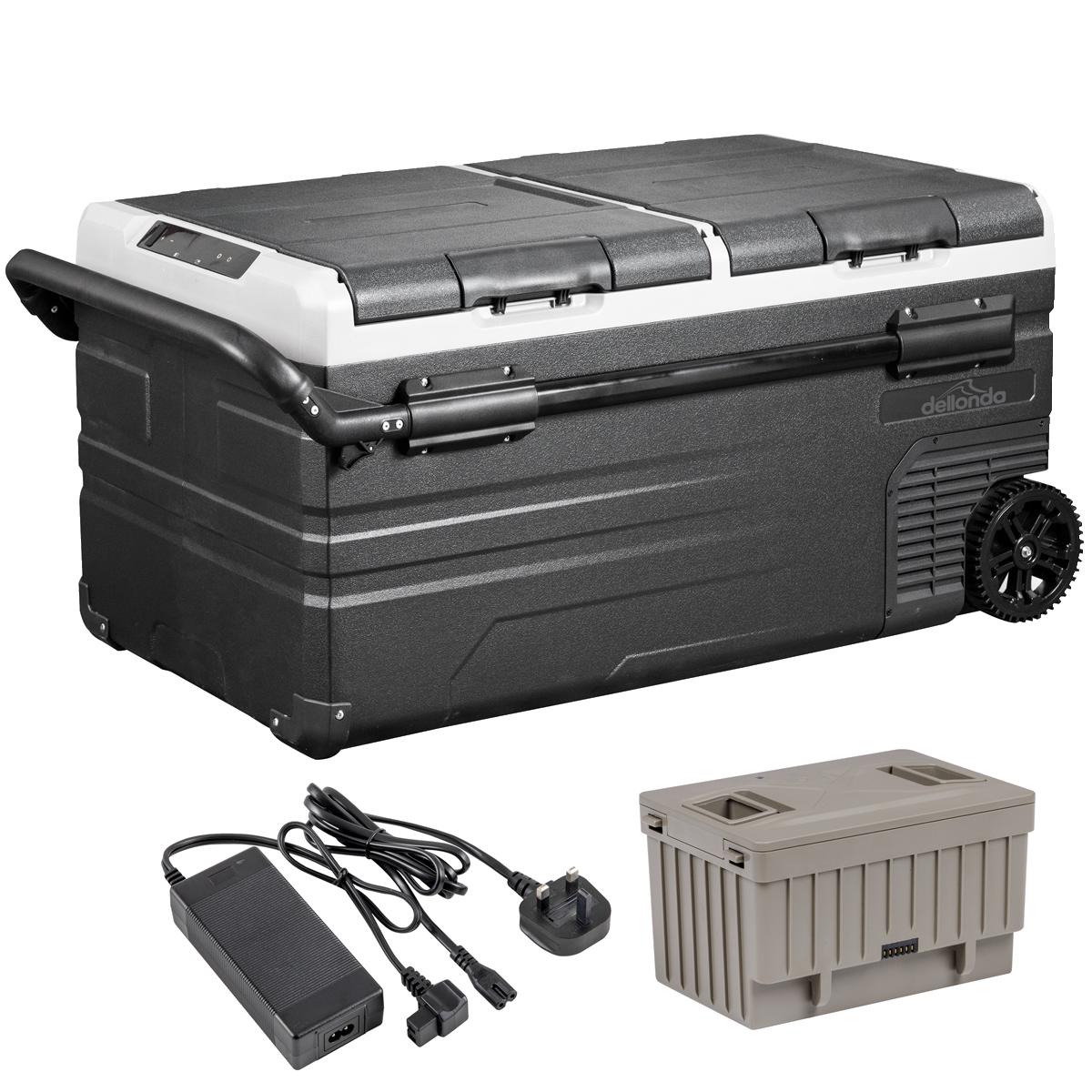 Dellonda DL173 Portable Fridge Freezer/Cool Box 95L with 11.1V Portable Battery & AC/DC 230V Adaptor