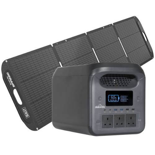 Dellonda DL180 Portable Power Station 1800W & ETFE Foldable Solar Panel 220W