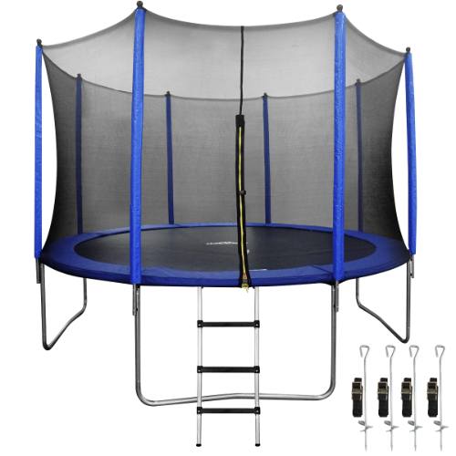 Dellonda DL95 Heavy-Duty Outdoor Trampoline with Safety Enclosure Net, Anchors & Ladder 12ft
