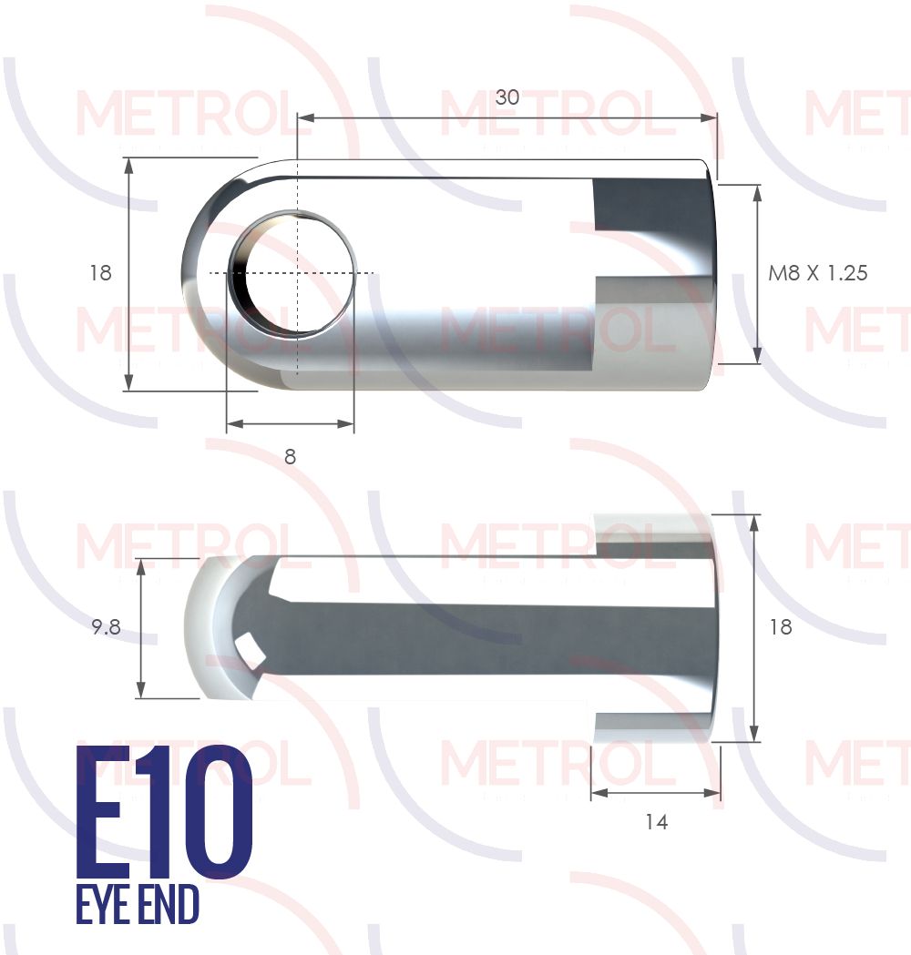 E10 Eye End Fittings with 8mm Thread