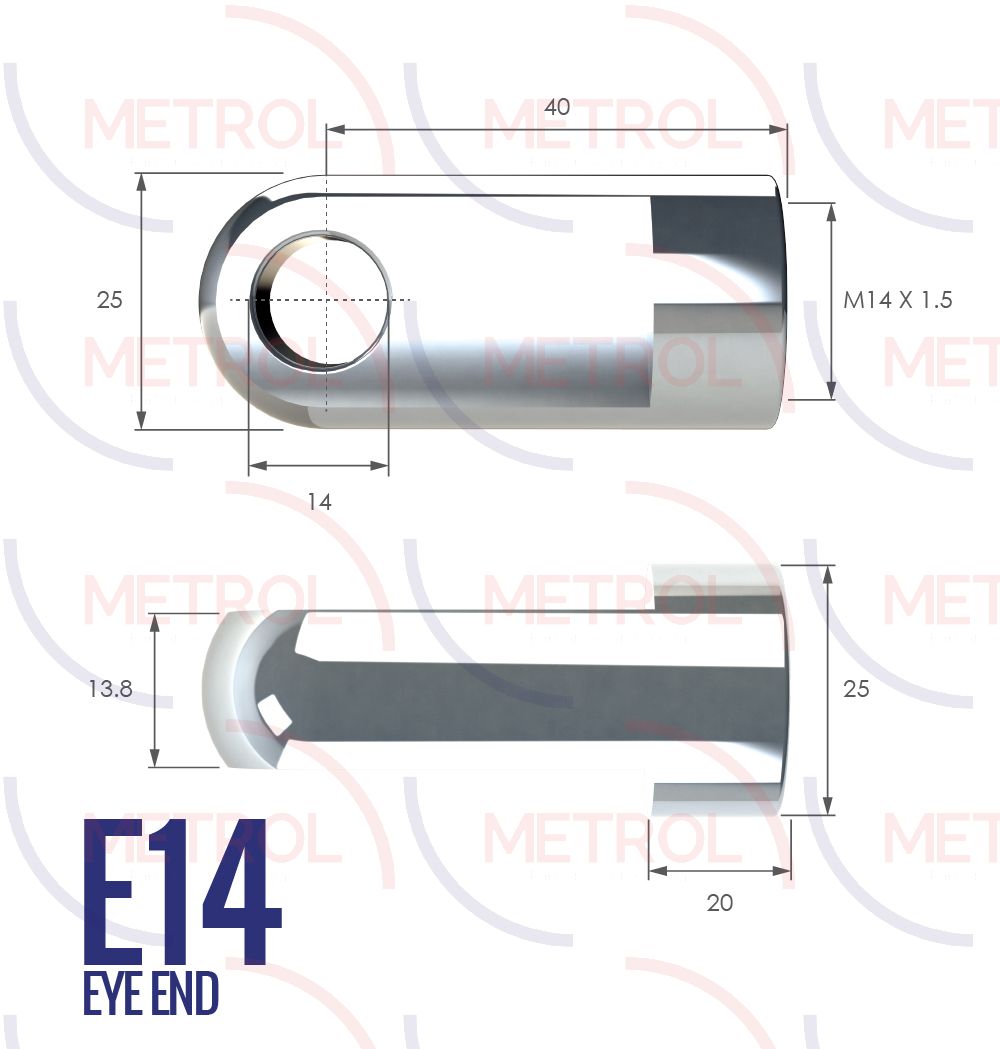 E14 Eye End Fitting with 14mm Thread