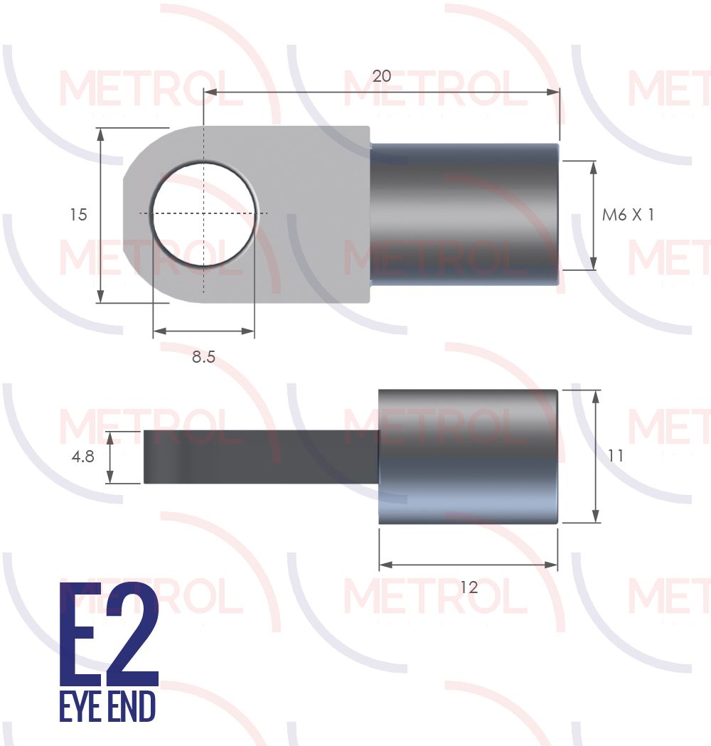E2 Eye End Fittings with 6mm Thread