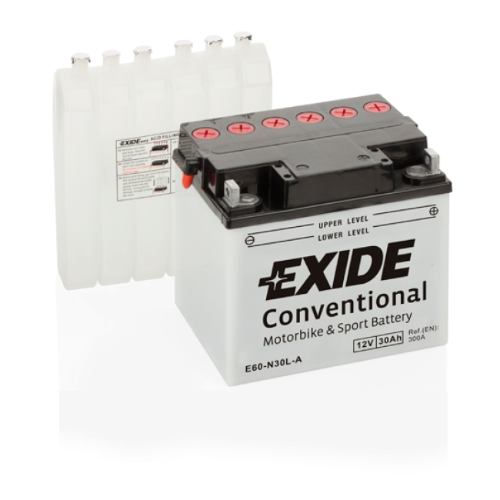 EXIDE - E60-N30L-A - Motorcycle Battery -12V 30Ah