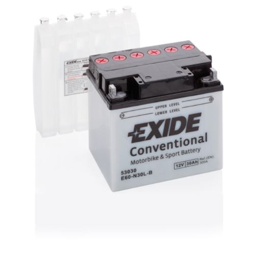 EXIDE - E60-N30L-B - Motorcycle Battery -12V 30Ah
