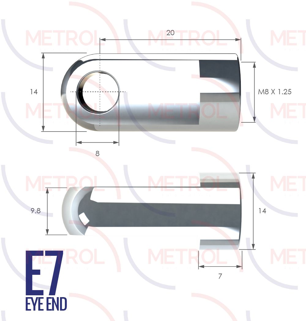 E7 Eye End Fittings with 8mm Thread
