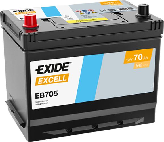 EXIDE - EB705 - Excell Car Battery -12V 70Ah