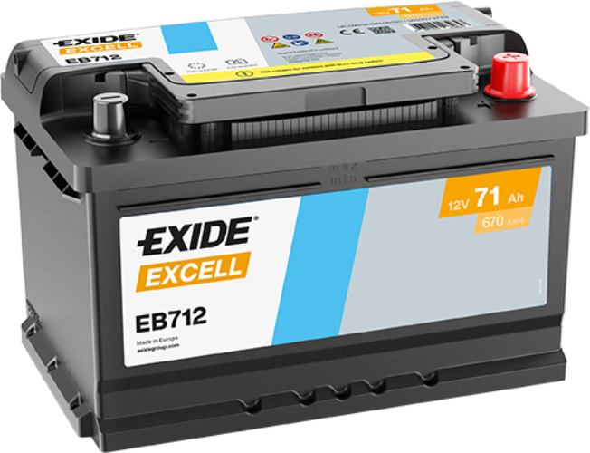 EXIDE - EB712 - Excell Car Battery -12V 71Ah