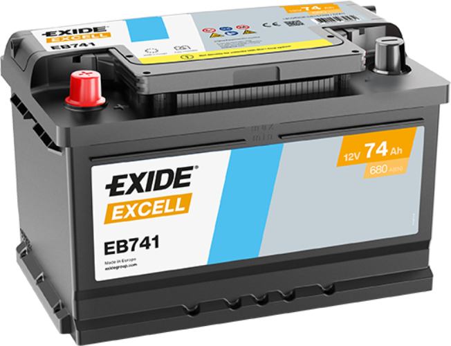 EXIDE - EB741 - Excell Car Battery -12V 74Ah