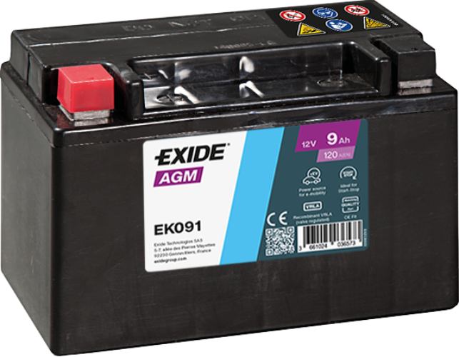 EXIDE - EK091 - Auxiliary Car Battery -12V 9Ah