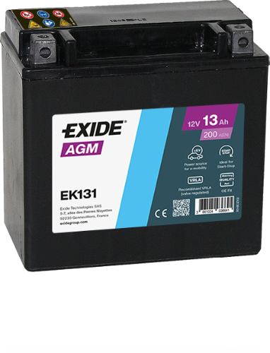 Exide EK131 AGM Auxiliary Car Battery -12V 13Ah