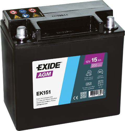 EXIDE - EK151 - Auxiliary Car Battery -12V 15Ah