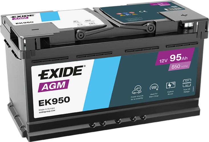 EXIDE - EK950 - Micro-Hybrid - AGM Car Battery -12V 95Ah