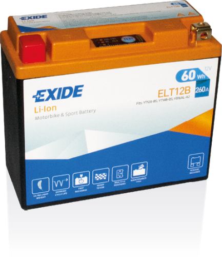 EXIDE - ELT12B - Lithium Motorcycle Battery -12V 5Ah