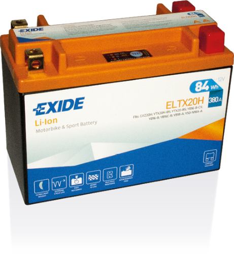 EXIDE - ELTX20H - Lithium Motorcycle Battery -12V 7Ah