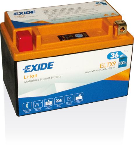 EXIDE - ELTX9 - Lithium Motorcycle Battery -12V 3Ah