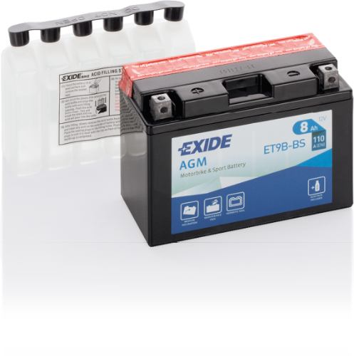 EXIDE - ET9B-BS - MF Motorcycle Battery -12V 8Ah