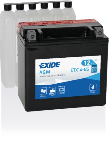 EXIDE - ETX14-BS - MF Motorcycle Battery -12V 12Ah