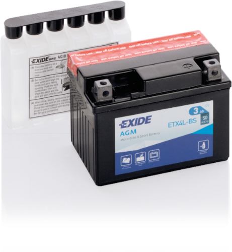 EXIDE - ETX4L-BS - MF Motorcycle Battery -12V 3Ah