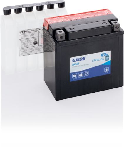 EXIDE - ETX9C-BS - MF Motorcycle Battery -12V 9Ah