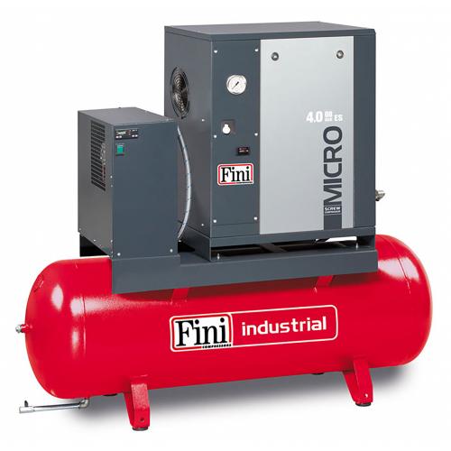 FINI Screws, MICRO SE 4.0-08-200 ES, 4kW Rotary Screw Compressor, Receiver Mounted with Dryer, Tank Capacity - 200 Litre, Max. Air Pressure - 8 Bar, F-V77JR72FNM801