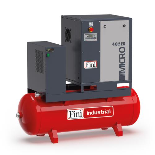 FINI Screws, MICRO 4.0-08-200 ES Piston Compressor, 4.0, Max. Pressure - 8 Bar, Receiver Mounted with Dryer, Tank Capacity - 200 Litre, F-V77JR92FNMB01