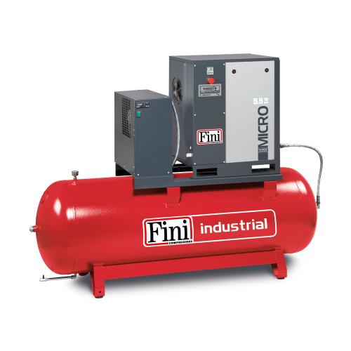 FINI Screws, MICRO 5.5-10-500 ES Piston Compressor, 5.5, Max. Pressure - 10 Bar, Receiver Mounted with Dryer, Tank Capacity - 500 Litre, F-