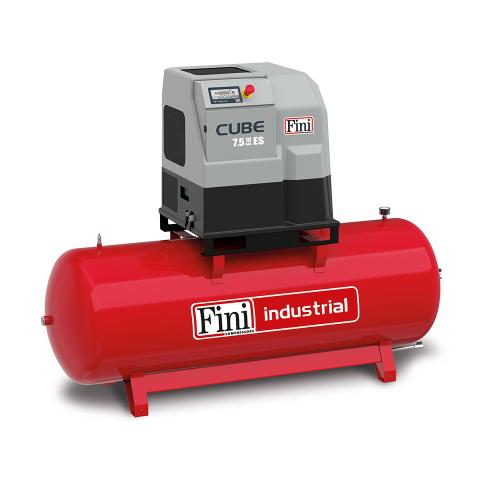 FINI Screws, CUBE 7.5-10-500 ES, 7.5kW Receiver Mounted Rotary Screw Compressor with Integral Dryer, Tank Capacity - 500 Litre, Max. Air Pressure - 10 Bar, F-V83PO92FNM501
