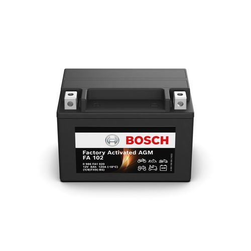 FA 102 Bosch AGM Motorcycle Battery 12V 8Ah - 0986FA 1020, 1 Year Warranty