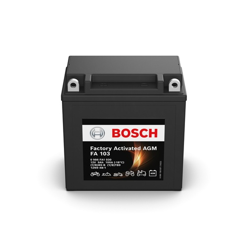 FA 103 Bosch AGM Motorcycle Battery 12V 9Ah - 0986FA 1030, 1 Year Warranty