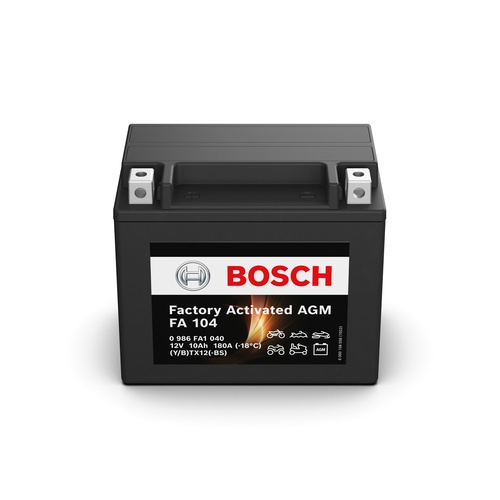 FA 104 Bosch AGM Motorcycle Battery 12V 10Ah - 0986FA 1040, 1 Year Warranty