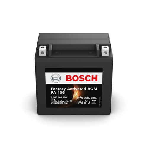 FA 106 Bosch AGM Motorcycle Battery 12V 12Ah - 0986FA 1060, 1 Year Warranty