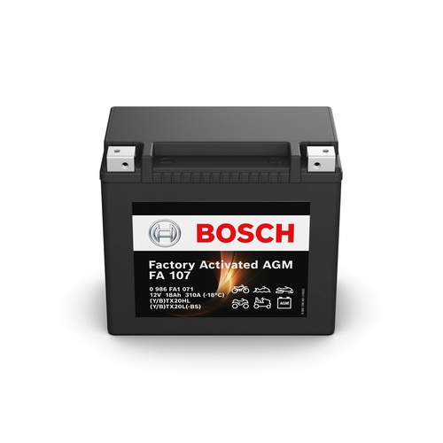 FA 107 Bosch AGM Motorcycle Battery 12V 18Ah - 0986FA 1071, 1 Year Warranty