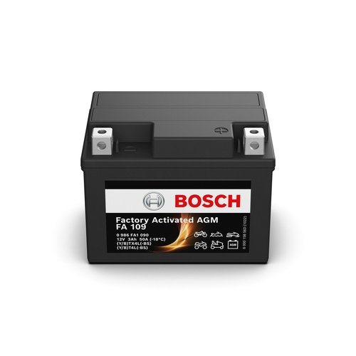 FA 109 Bosch AGM Motorcycle Battery 12V 3Ah - 0986FA 1090, 1 Year Warranty