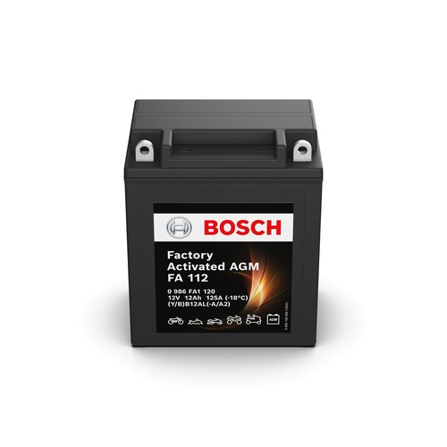 FA 112 Bosch AGM Motorcycle Battery 12V 12Ah - 0986FA 1120, 1 Year Warranty