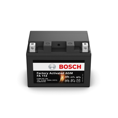 FA 113 Bosch AGM Motorcycle Battery 12V 11.2Ah Type YTZ14S - 0986FA 1130, 1 Year Warranty