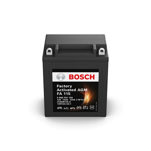 FA 115 Bosch AGM Motorcycle Battery 12V 12Ah - 0986FA 1150, 1 Year Warranty