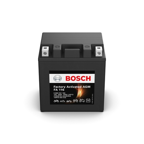 FA 116 Bosch AGM Motorcycle Battery 12V 10Ah - 0986FA 1160, 1 Year Warranty