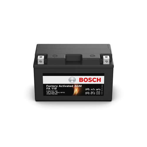 FA 119 Bosch AGM Motorcycle Battery 12V 6.5Ah - 0986FA 1190, 1 Year Warranty