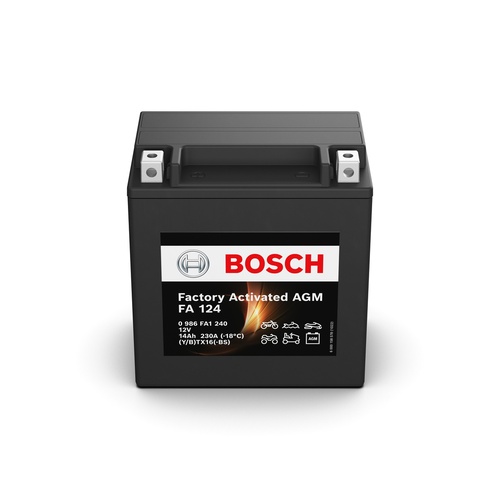 FA 124 Bosch AGM Motorcycle Battery 12V 14Ah - 0986FA 1240, 1 Year Warranty