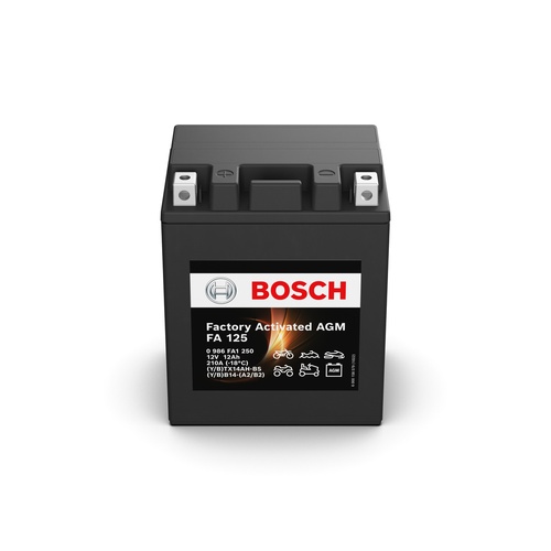 FA 125 Bosch AGM Motorcycle Battery 12V 12Ah - 0986FA 1250, 1 Year Warranty