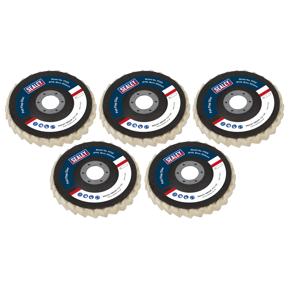 Sealey FFD5 Felt Flap Disc 115mm 22mm Bore Pack of 5