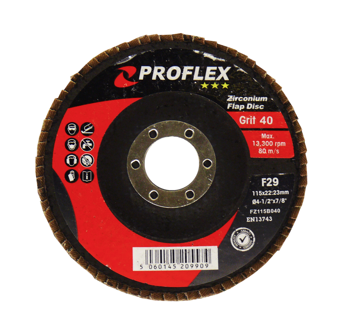 Abracs ProFlex Flap Discs, 115mm x 40g - Pack of 25, FZ115B040