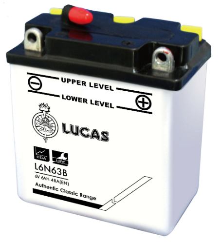 Lucas - L6N63B - Motorcycle Battery With Acid Pack - 6V 6Ah