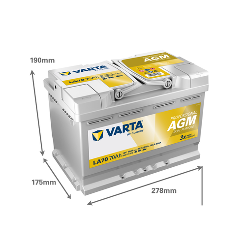 LA70 Varta Professional AGM Battery 12V 70Ah - 840070076, 2 Years Warranty