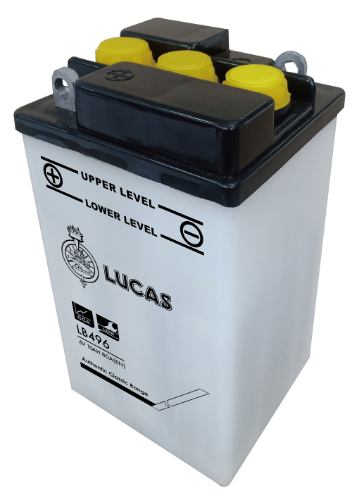 Lucas - LB496 - Motorcycle Battery With Acid Pack - 6V 10Ah