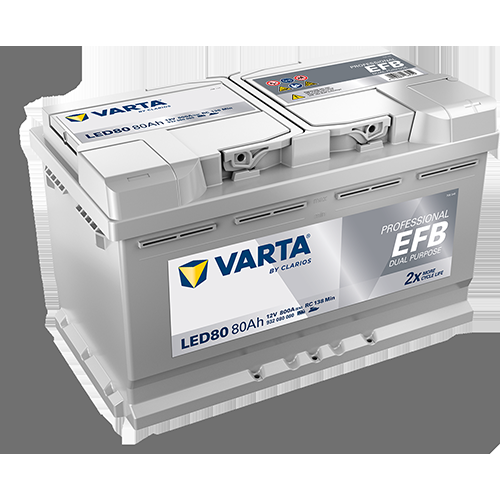 LED80 Varta Professional Dual Purpose EFB Battery 12V 80Ah - 930 080 080, 2 Years Warranty