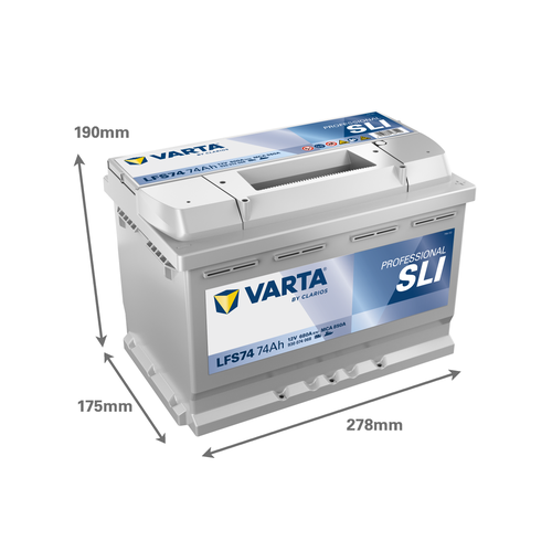 LFS74 Varta Professional Starter SLI Battery 12V 74Ah - 930 074 068, 2 Years Warranty